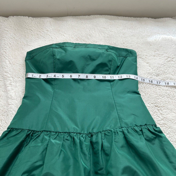 J Crew Womens Dress Size Petite 4 Emerald Green 100% Silk Waist Strapless‎ - Picture 3 of 9